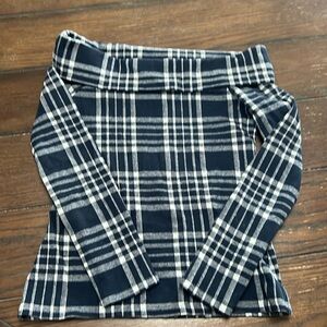 Banana Republic Blue Plaid Off Shoulder Top XS